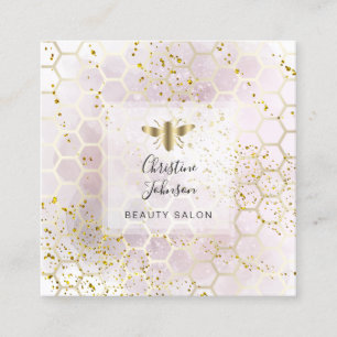 bee logo op FAUX glitter waterverf honingraat Vierkante Visitekaartje