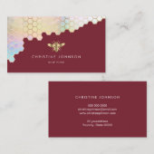 Bee logo op Marsala rode achtergrond Visitekaartje (Voorkant / Achterkant)