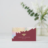 Bee logo op Marsala rode achtergrond Visitekaartje (Staand voorkant)