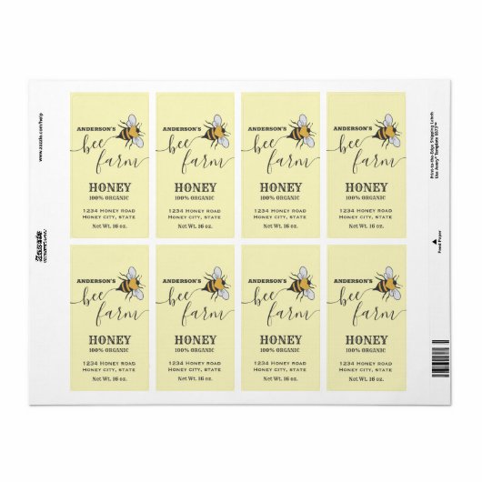 Bee logo script bijen boerderij honingpot etiket (Full Sheet)