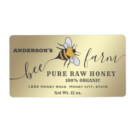Bee logo script bijen boerderij honingpot etiket (Voorkant)