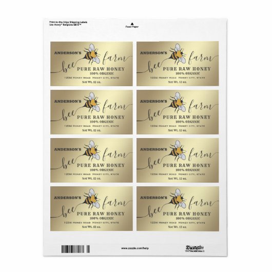 Bee logo script bijen boerderij honingpot etiket (Full Sheet)