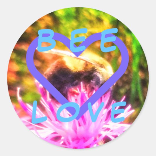 BEE LOVE+ large round sticker (Voorkant)