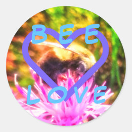 BEE LOVE+ large round sticker