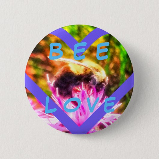 BEE LOVE MED PIN RONDE BUTTON 5,7 CM (Voorkant)