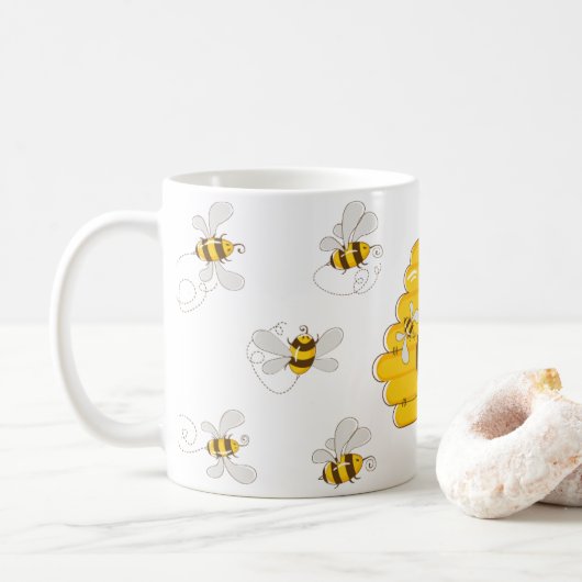 Bee Lover's Delight: Omarm Natuur met onze Bijen Koffiemok (Met donut)