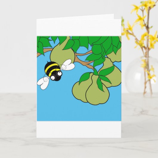 Bee Loving Pear Tree Kaart (Blank Inside) (Gele Bloem)