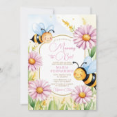 Bee Mama to Bee Baby shower Roze Zonnebloemen Kaart (Voorkant)