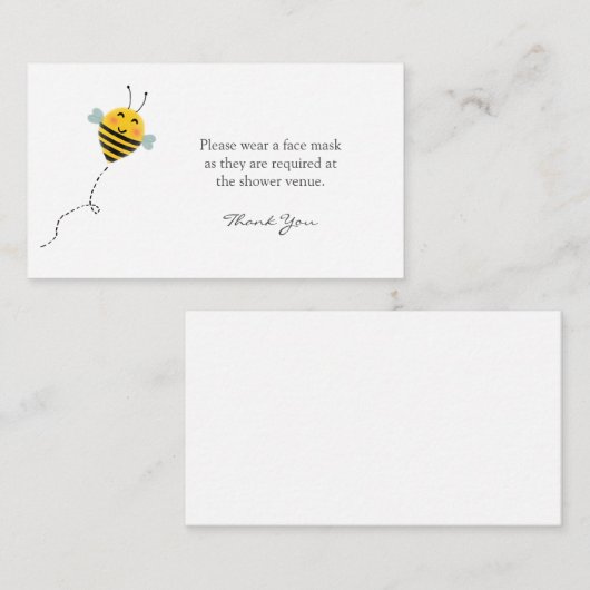 Bee Masker Verzoek om Baby shower Informatiekaartje (Voorkant / Achterkant)