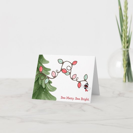 Bee Merry, Bee Bright Christmas Card Notitiekaartje (Voorkant)