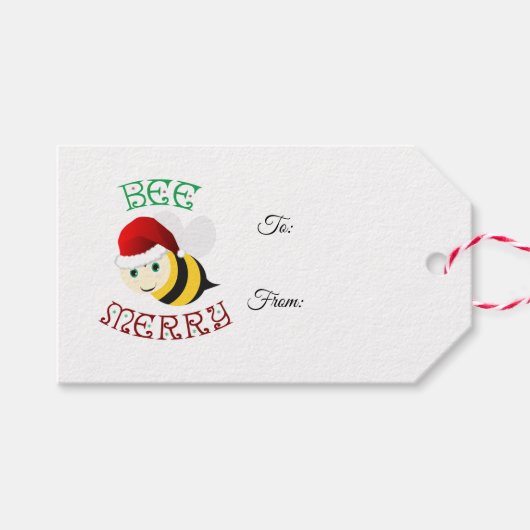 Bee Merry Cadeaulabel (Voorkant (Horizontaal))
