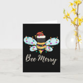 Bee Merry Christmas Bee draagt kerstmuts Xmas Ligh Kaart (Gele Bloem)