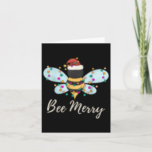 Bee Merry Christmas Bee draagt kerstmuts Xmas Ligh Kaart