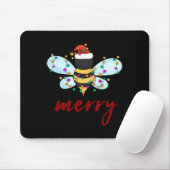 Bee Merry Christmas Bee In Santa Hat Cute Merry Xm Muismat (Met muis)