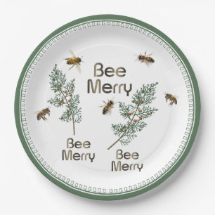 Bee Merry Christmas Evergreen Holiday Party Bord