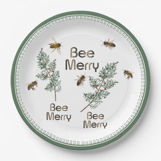 Bee Merry Christmas Evergreen Holiday Party Bord (Voorkant)