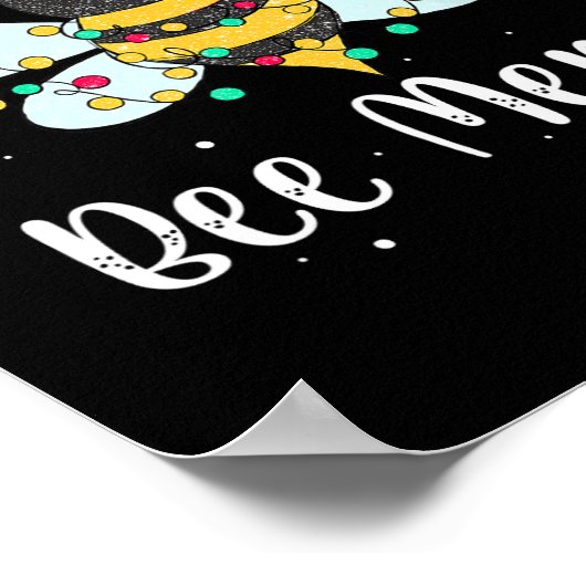 Bee Merry Christmas Schattige Bee Xmas Lights Fami Poster (Hoek)