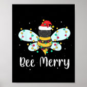 Bee Merry Christmas Schattige Bee Xmas Lights Fami Poster (Voorkant)