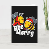 Bee Merry _ Cute Honey Bees Santa Claus _ Christma Kaart (Voorkant)