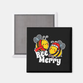 Bee Merry _ Cute Honey Bees Santa Claus _ Christma Magneet (Voorkant / Achterkant)