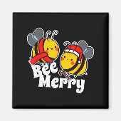 Bee Merry _ Cute Honey Bees Santa Claus _ Christma Magneet (Voorkant)