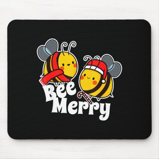 Bee Merry _ Cute Honey Bees Santa Claus _ Christma Muismat (Voorkant)