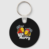 Bee Merry _ Cute Honey Bees Santa Claus _ Christma Sleutelhanger (Voorkant)