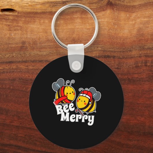 Bee Merry _ Cute Honey Bees Santa Claus _ Christma Sleutelhanger (Voorkant)