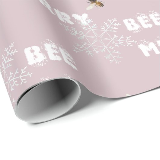 Bee Merry Dreamy Sneeuwvlokken Bijenhouder Vakanti Cadeaupapier (Rol Hoek)