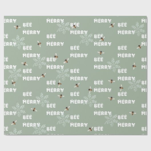 Bee Merry Droy Snowflakes Wrapppapier Cadeaupapier (Vlak)