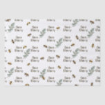 Bee Merry Evergreen Christmas Holiday Tissue Paper Tissuepapier<br><div class="desc">Hier is er een voor imkers en natuur liefhebbers. De boodschap "BEE MERRY" wordt herhaald op een  kraftachtergrond met vakantievergroenen en realistische honingbijen die verspreid zijn over de hele achtergrond.</div>