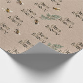 Bee Merry Evergreen Kraft Holiday Cadeaupapier (Hoek)