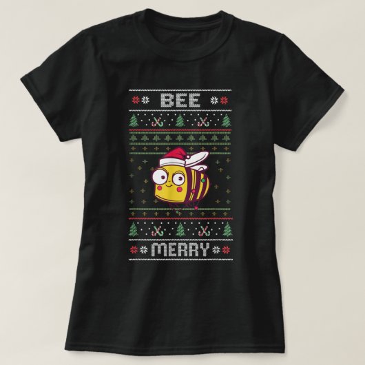Bee Merry - Grappig bee met een lelijke kerst T-shirt (Design voorkant)