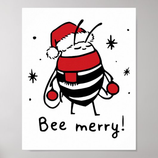 Bee Merry Grappig Kerstcadeau Bee Lover Poster (Voorkant)
