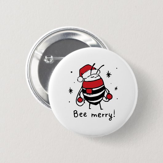 Bee Merry Grappig Kerstcadeau Bee Lover Ronde Button 5,7 Cm (Voorkant /achterkant)