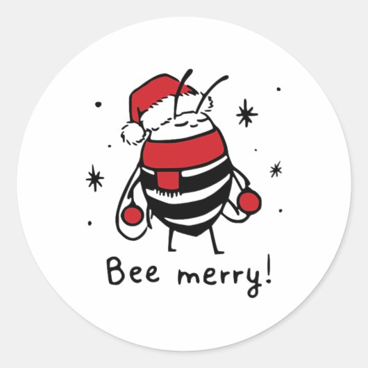 Bee Merry Grappig Kerstcadeau Bee Lover Ronde Sticker (Voorkant)