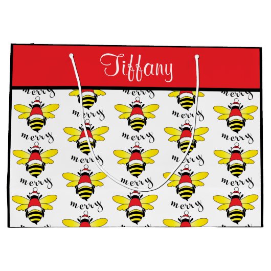 Bee Merry Holiday Gift Bag Groot Cadeauzakje (Achterkant)