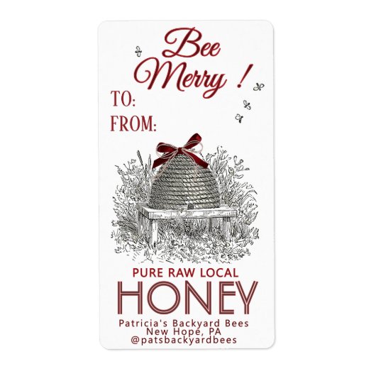 Bee Merry Holiday Honey Red Retour Adres Label (Voorkant)