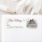 Bee Merry Honey Cadeaulabel Red Bow Skep Christmas Etiket (Insitu)