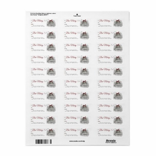 Bee Merry Honey Cadeaulabel Red Bow Skep Christmas Etiket (Full Sheet)