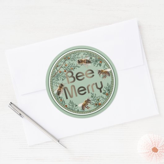 Bee Merry Honeybee Holiday Sticker (Envelop)