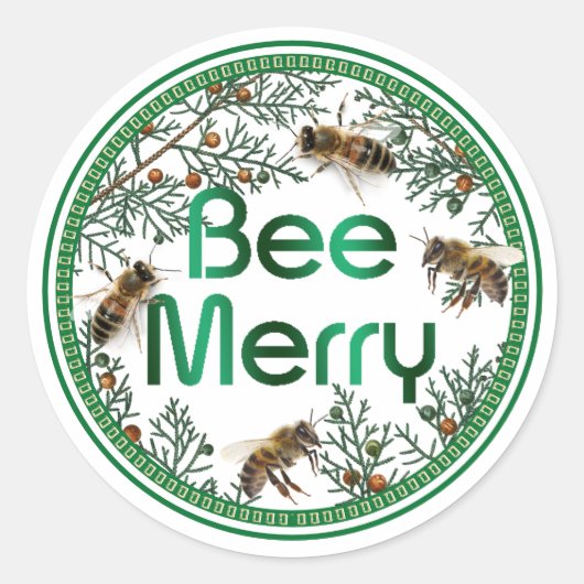 Bee Merry Honeybee Holiday Sticker (Voorkant)