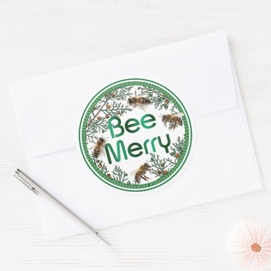 Bee Merry Honeybee Holiday Sticker (Envelop)