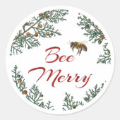 Bee Merry Honeybee Holiday Sticker Rode tekst (Voorkant)