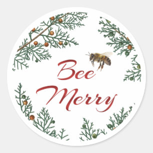 Bee Merry Honeybee Holiday Sticker Rode tekst