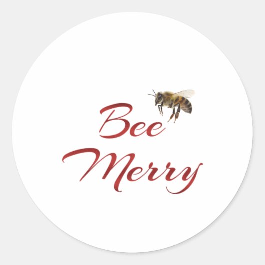 Bee Merry Honeybee Holiday Sticker Rode tekst (Voorkant)