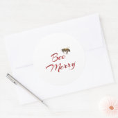 Bee Merry Honeybee Holiday Sticker Rode tekst (Envelop)