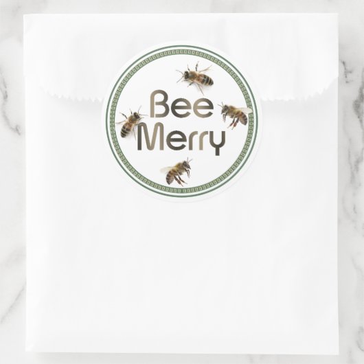 Bee Merry Honeybee Kerstvakantie Sticker (Tas)
