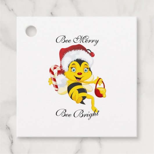 Bee Merry kerstCartoon Bedankjes Labels (Voorkant)