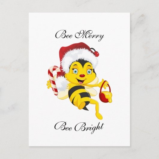 Bee Merry kerstCartoon Briefkaart (Voorkant)
